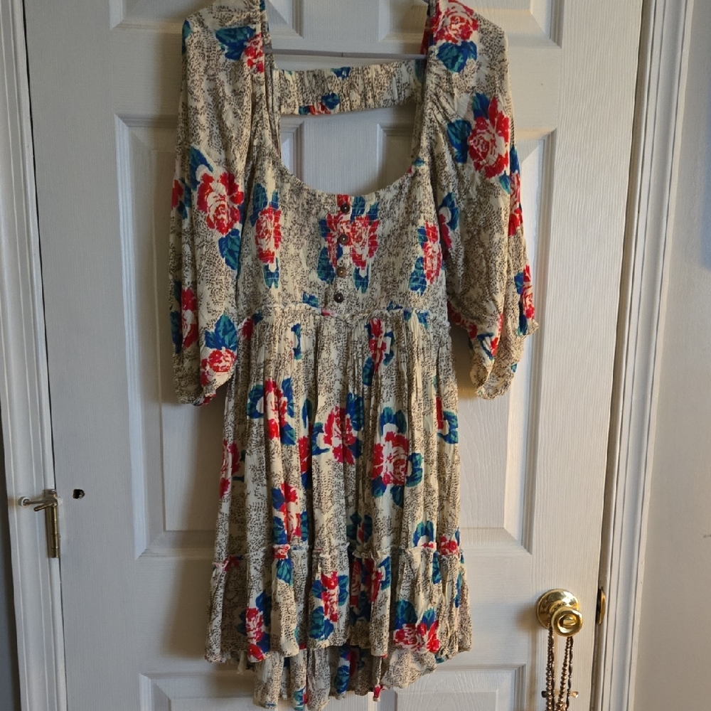 Floral Patterned Dress Pink and Blue Free People NWT Size LARGE